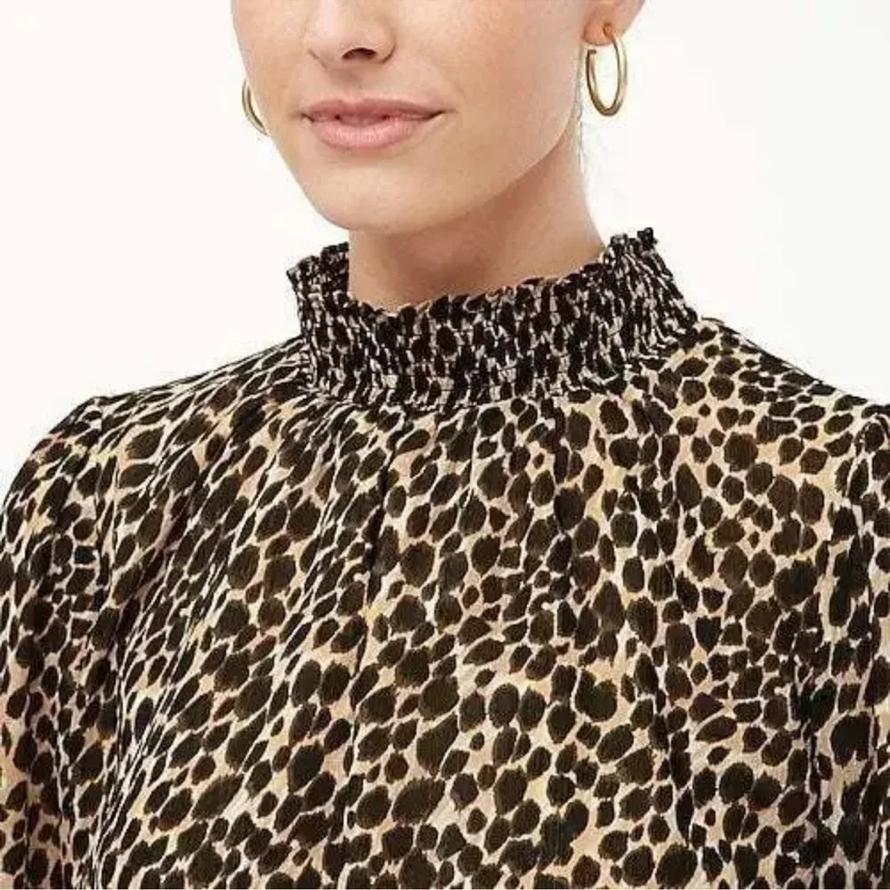 J.Crew Small Leopard long-sleeve mockneck top